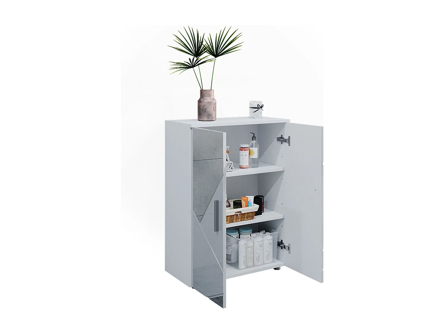 Midischrank weiß hochglanz mit einsätzen 60x30x81 irma