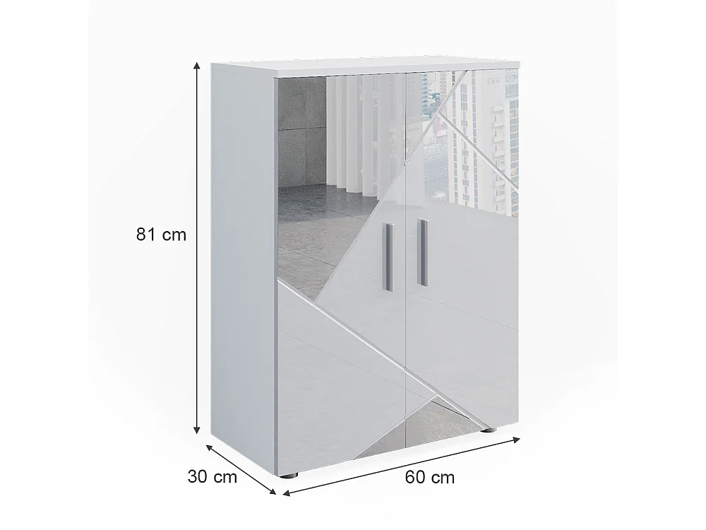 Meuble salle de bain blanc brillant avec inserts 60x30x81 irma