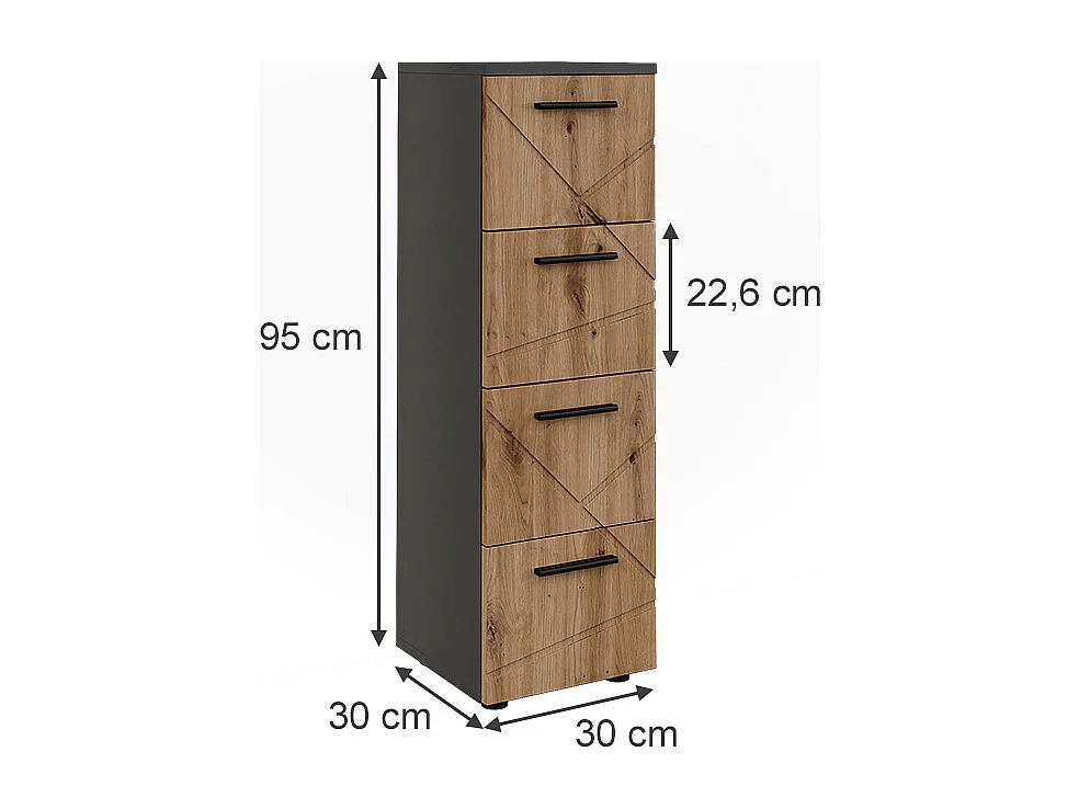 Armoire Midischrank anthracite/artisan 30x30x95 irma