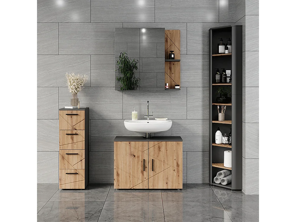 Armoire Midischrank anthracite/artisan 30x30x95 irma