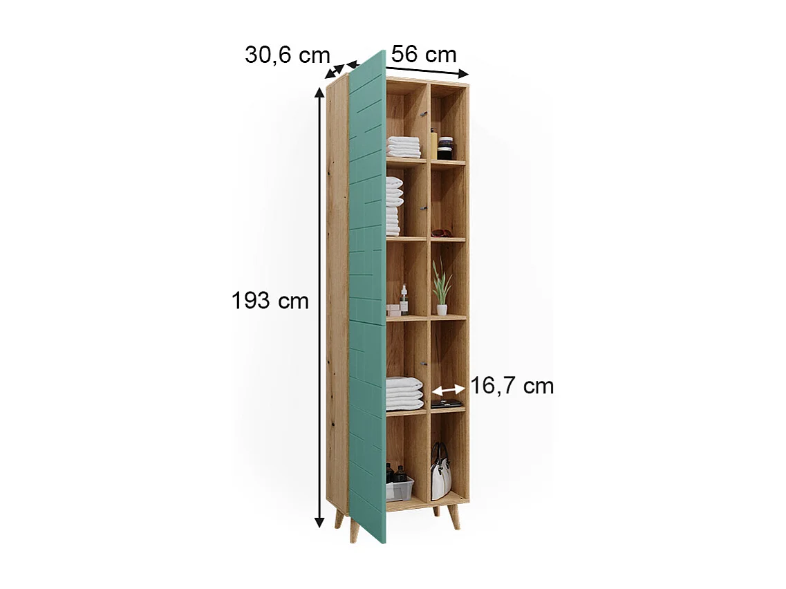 Badschrank mintgrün 56x30.6x193 rudi