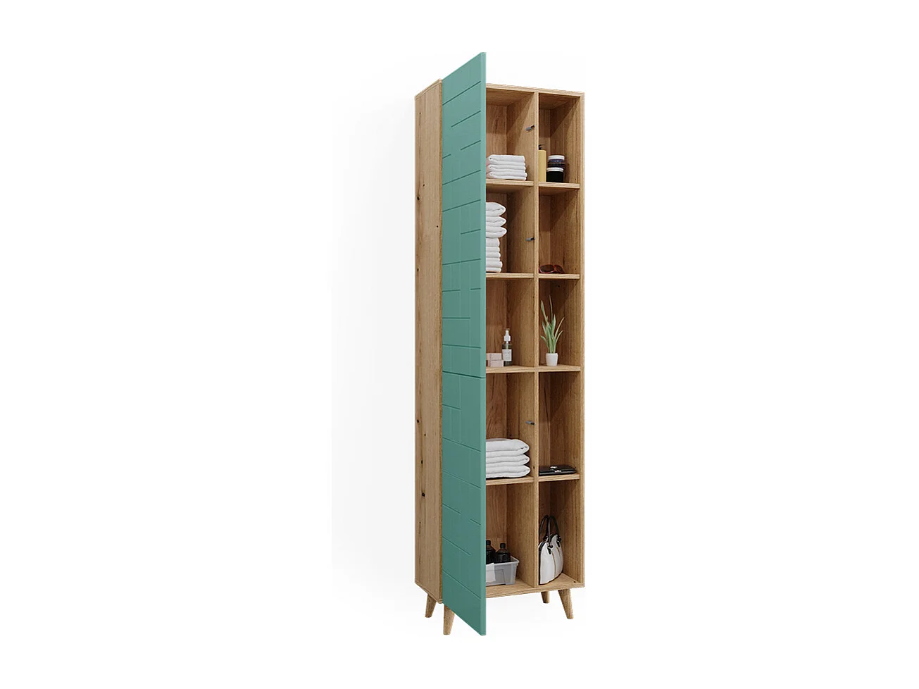 Badschrank mintgrün 56x30.6x193 rudi