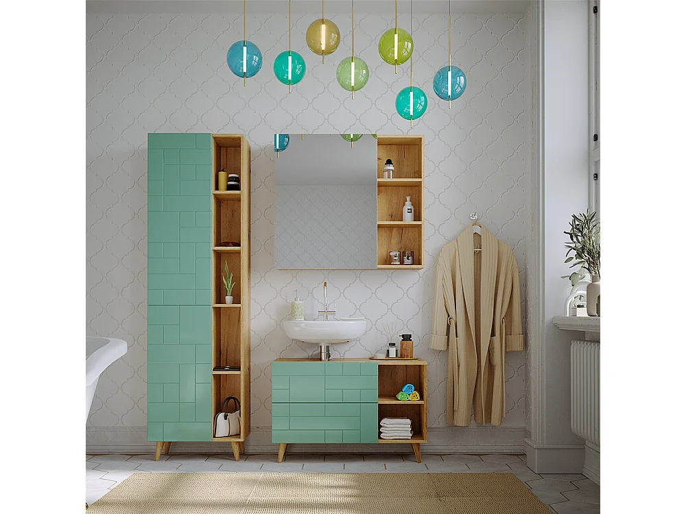 Meuble salle de bain vert menthe 56x30.6x193 rudi