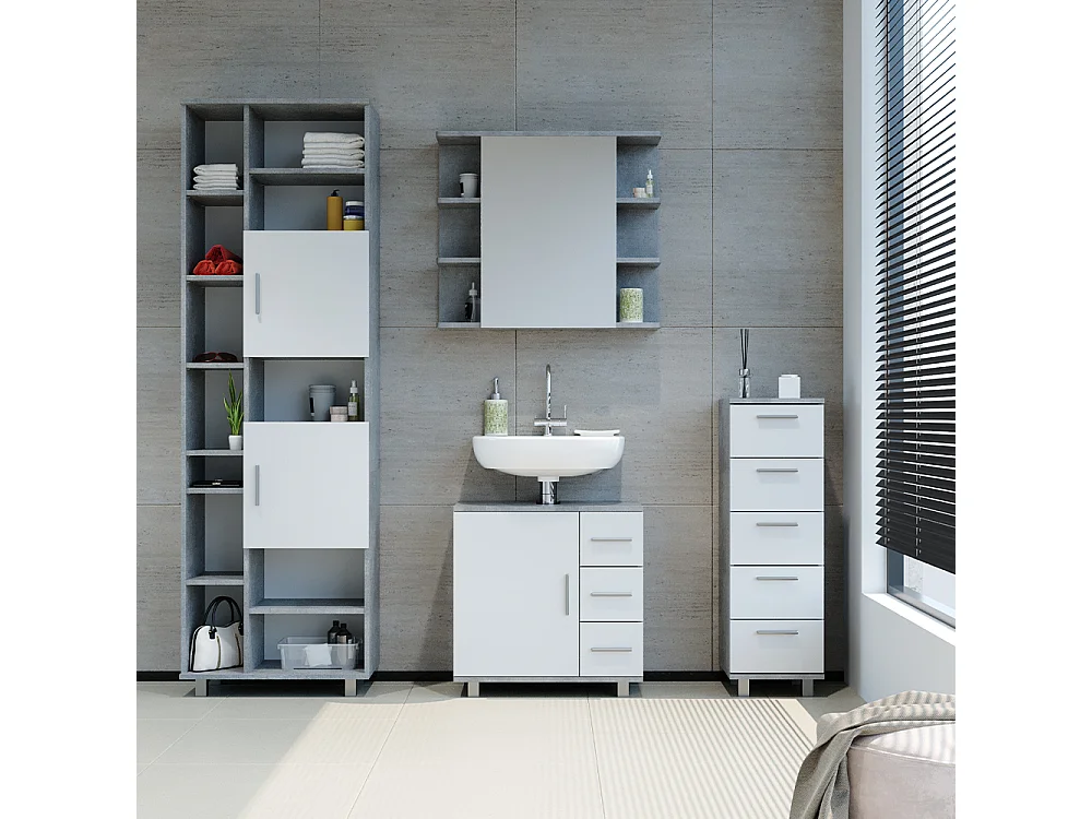 Meuble salle de bain béton 60x30x190 ilias