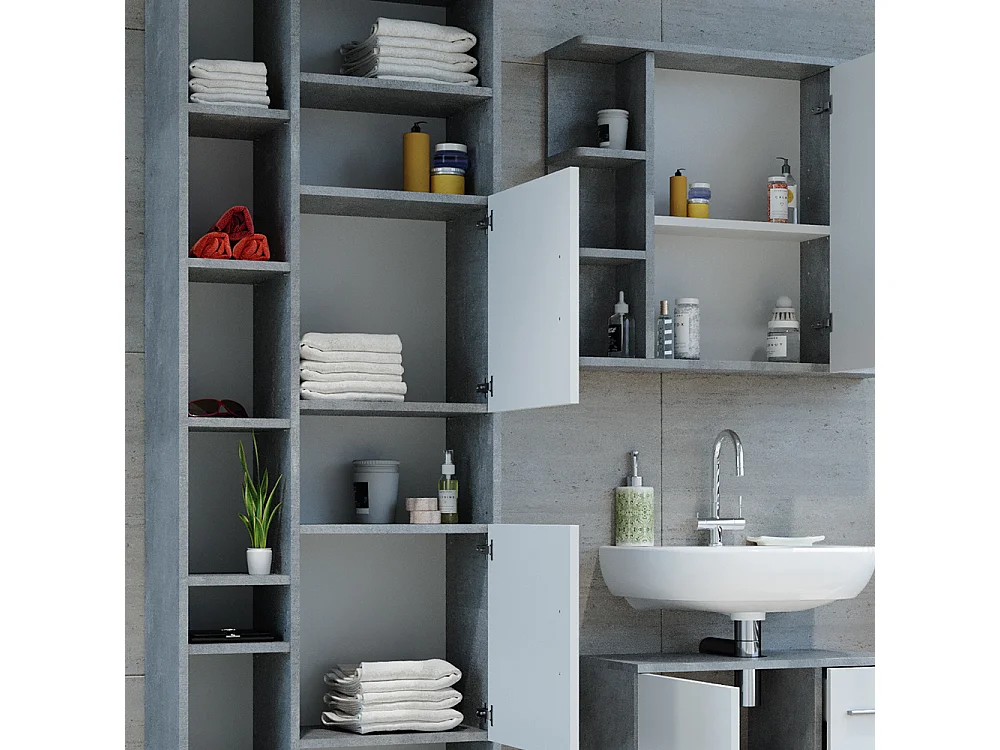 Meuble salle de bain béton 60x30x190 ilias