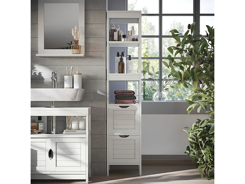 Meuble salle de bain blanc 30x30x144 vilda