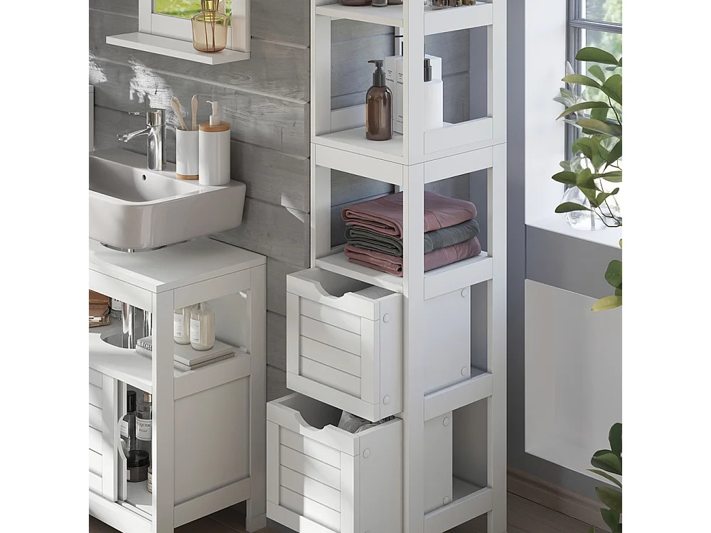 Badschrank weiß 30x30x144 vilda