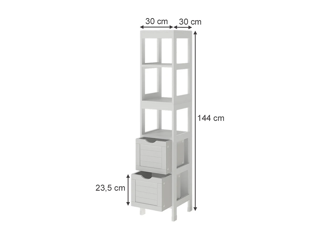 Meuble salle de bain blanc 30x30x144 vilda
