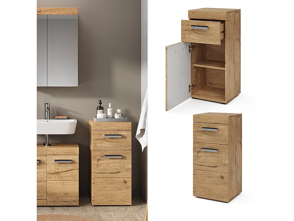 Meuble salle de bain chêne wotan 37x32.6x79 luna