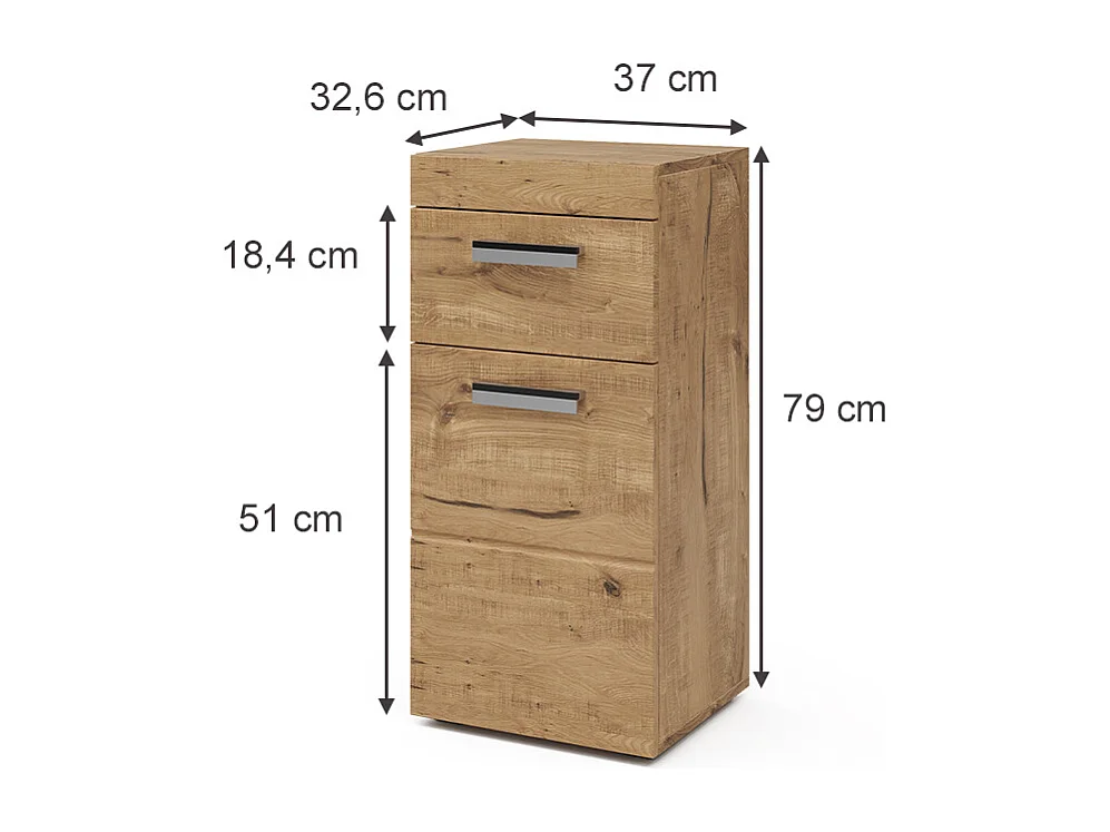 Meuble salle de bain chêne wotan 37x32.6x79 luna