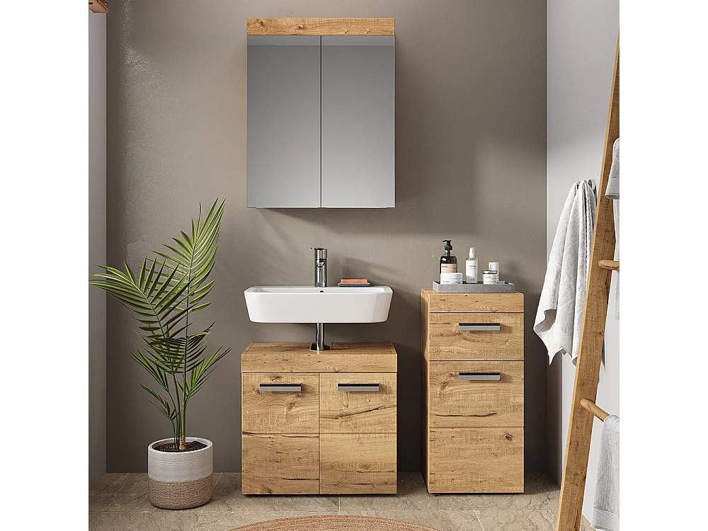 Meuble salle de bain chêne wotan 37x32.6x79 luna