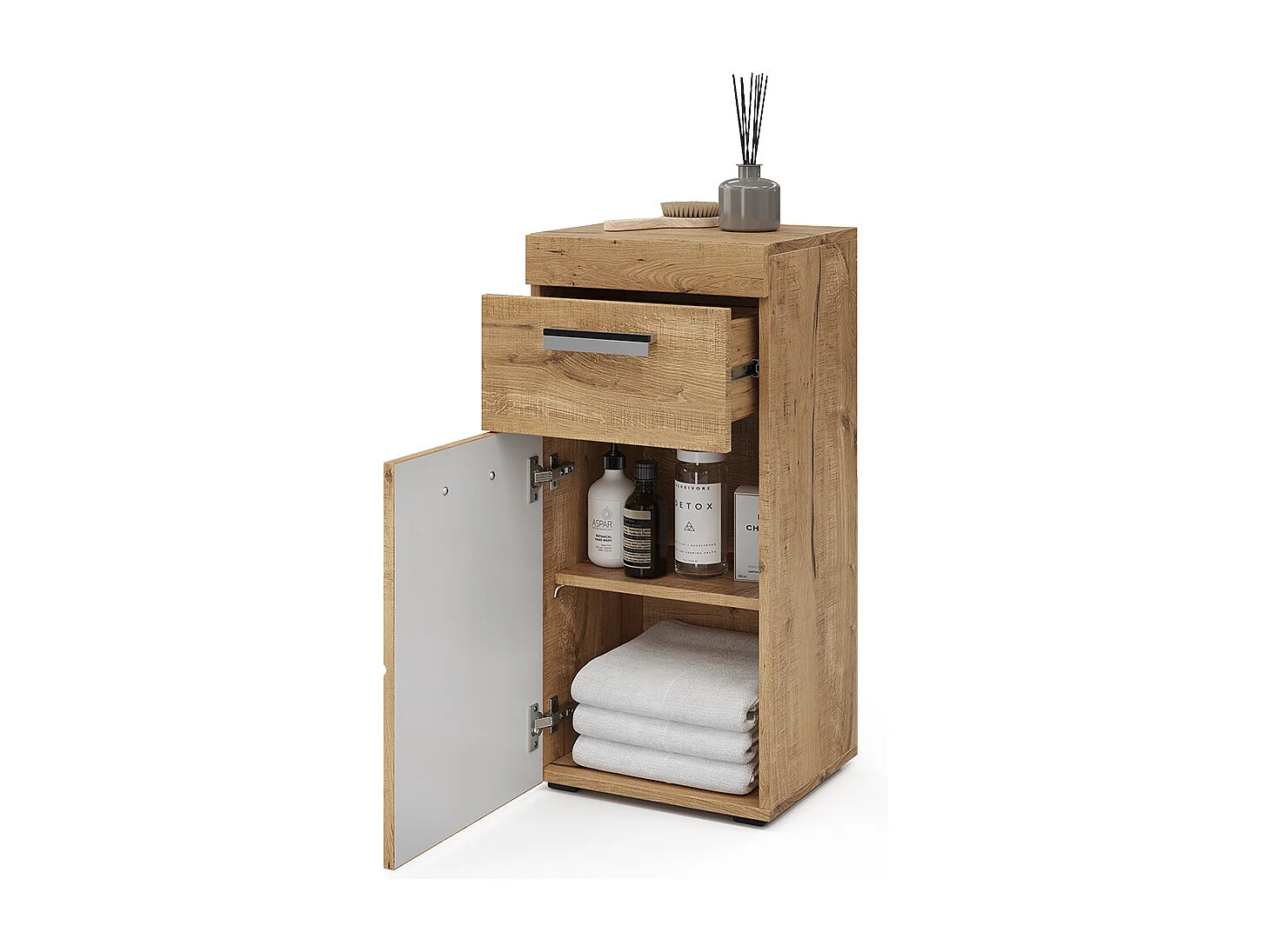 Meuble salle de bain chêne wotan 37x32.6x79 luna