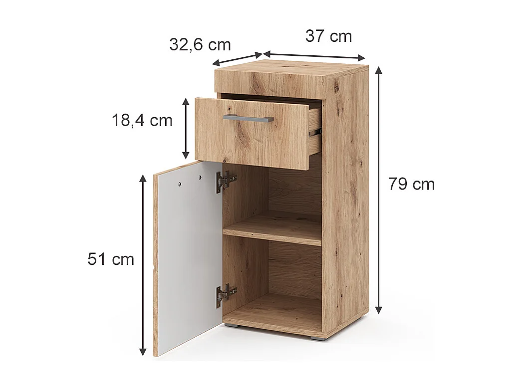 Halfhoge kast eiken wotan 37x32.6x79 luna