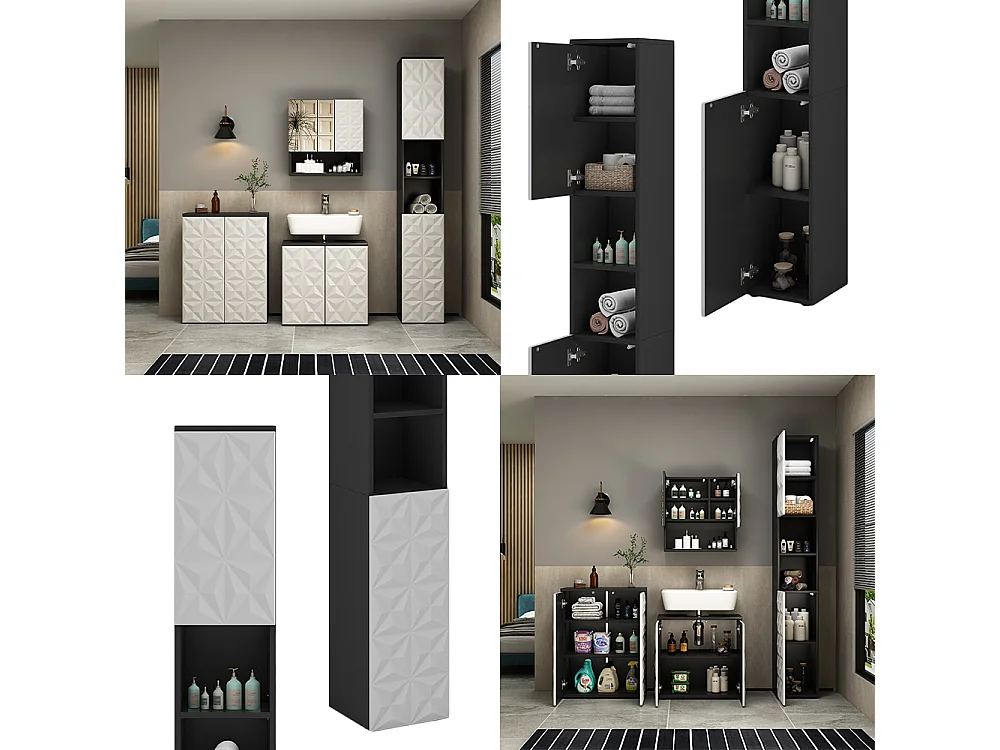 Armario de baño negro 30x30x189.5 edge