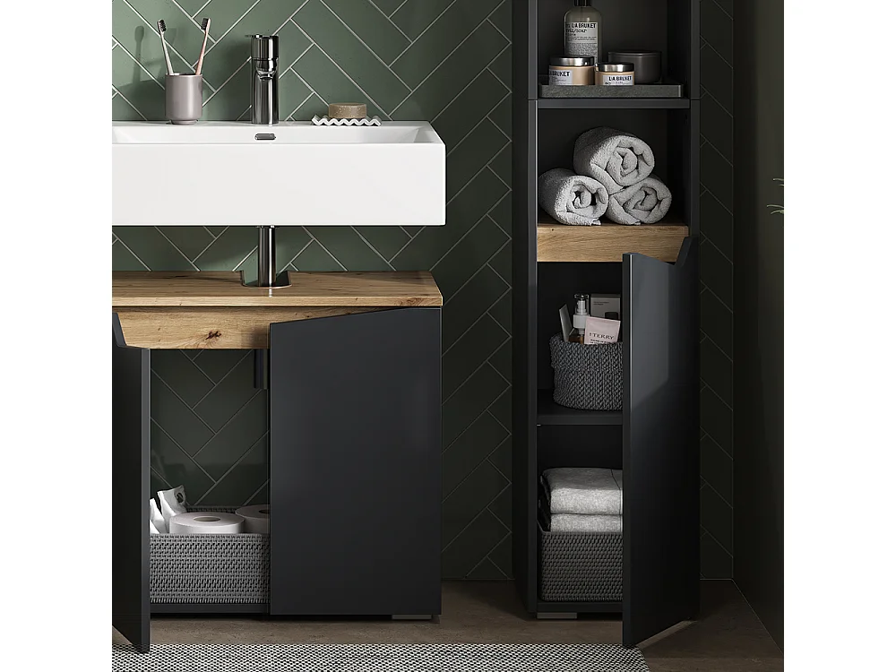 Meuble salle de bain anthracite/artisan 30x35x180 marelle