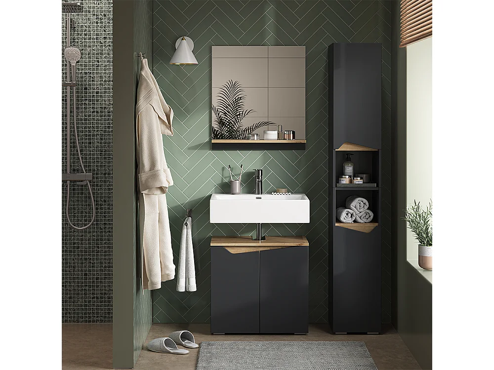 Meuble salle de bain anthracite/artisan 30x35x180 marelle