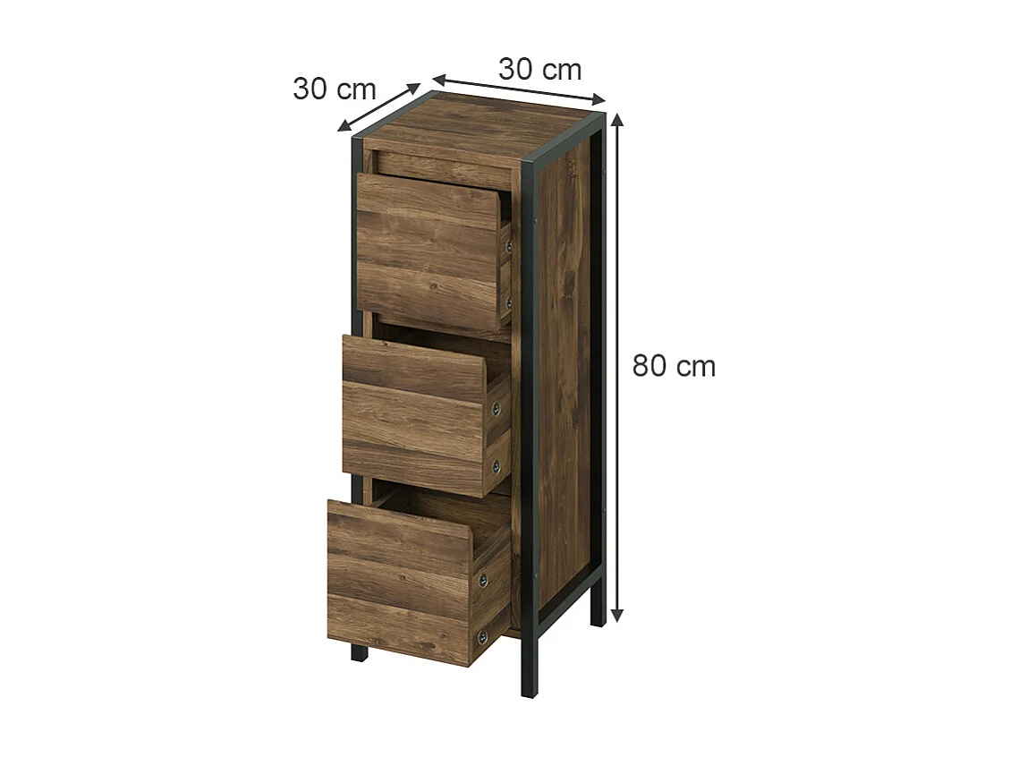 Armario mediano roble/negro 30x30x80 naola