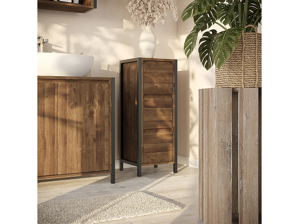 Armario mediano roble/negro 30x30x80 naola