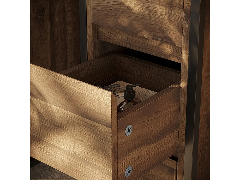 Meuble salle de bain chêne/noir 30x30x80 naola