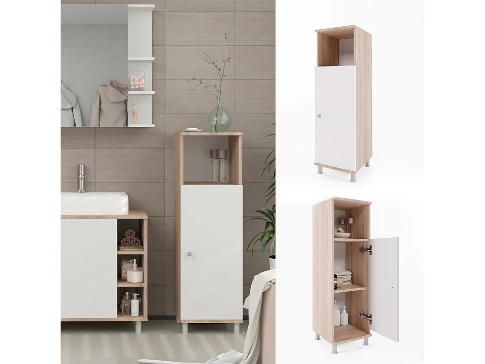 Midischrank sonoma/weiß 30x30x95 fynn