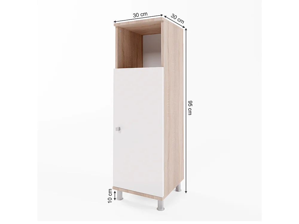 Midischrank sonoma/weiß 30x30x95 fynn