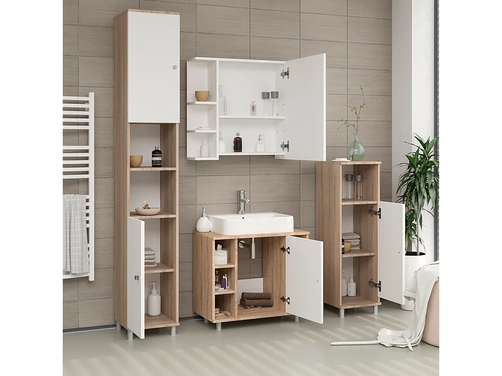 Midischrank sonoma/weiß 30x30x95 fynn