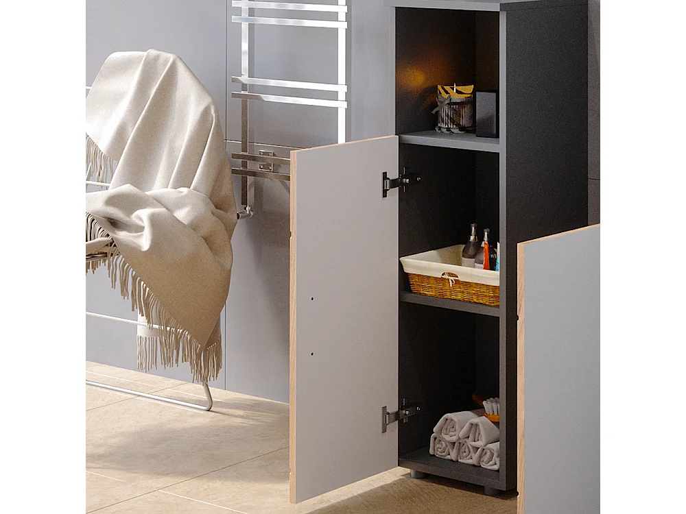 Mobiletto bagno Rovere dorato/antracite 30x30x95 irma