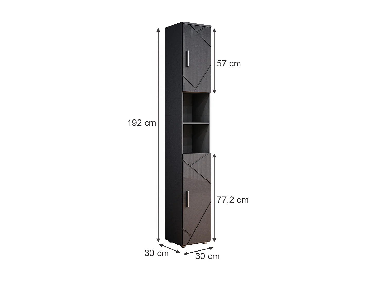 Badschrank anthrazit hochglanz 30x30x192 irma