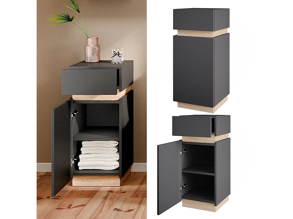 Meuble salle de bain anthracite 33x35x75.5 gloria