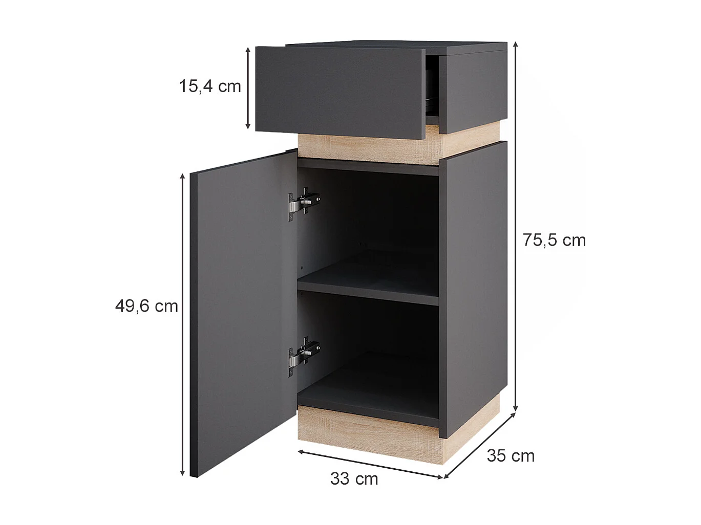 Meuble salle de bain anthracite 33x35x75.5 gloria