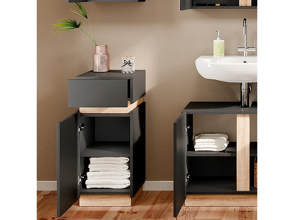 Meuble salle de bain anthracite 33x35x75.5 gloria