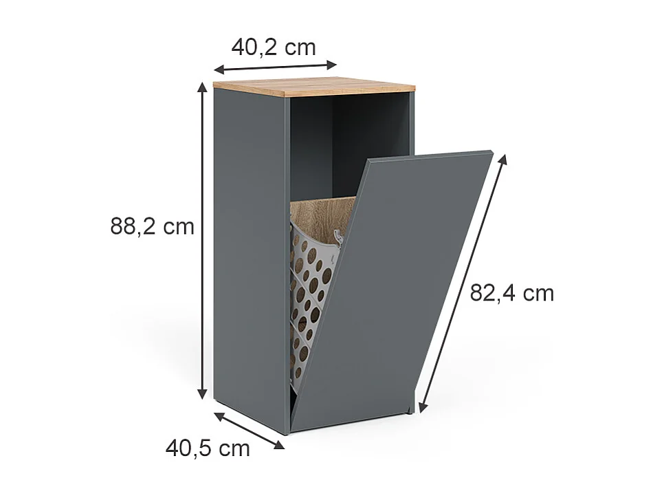 Armoire de salle de bain anthracite/chêne doré 40.2x40.5x88.2 viktor