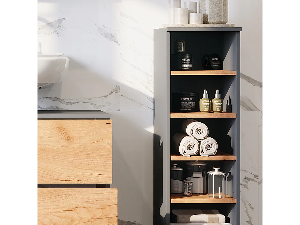 Armoire Midischrank anthracite/chêne doré 30.2x30x95 ilias