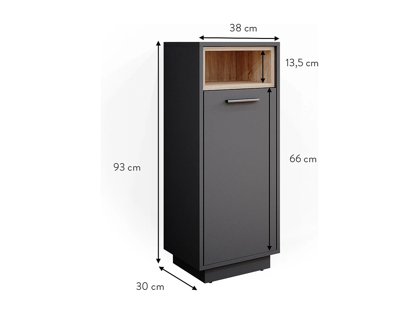 Meuble salle de bain anthracite 38x30x93 beatrice