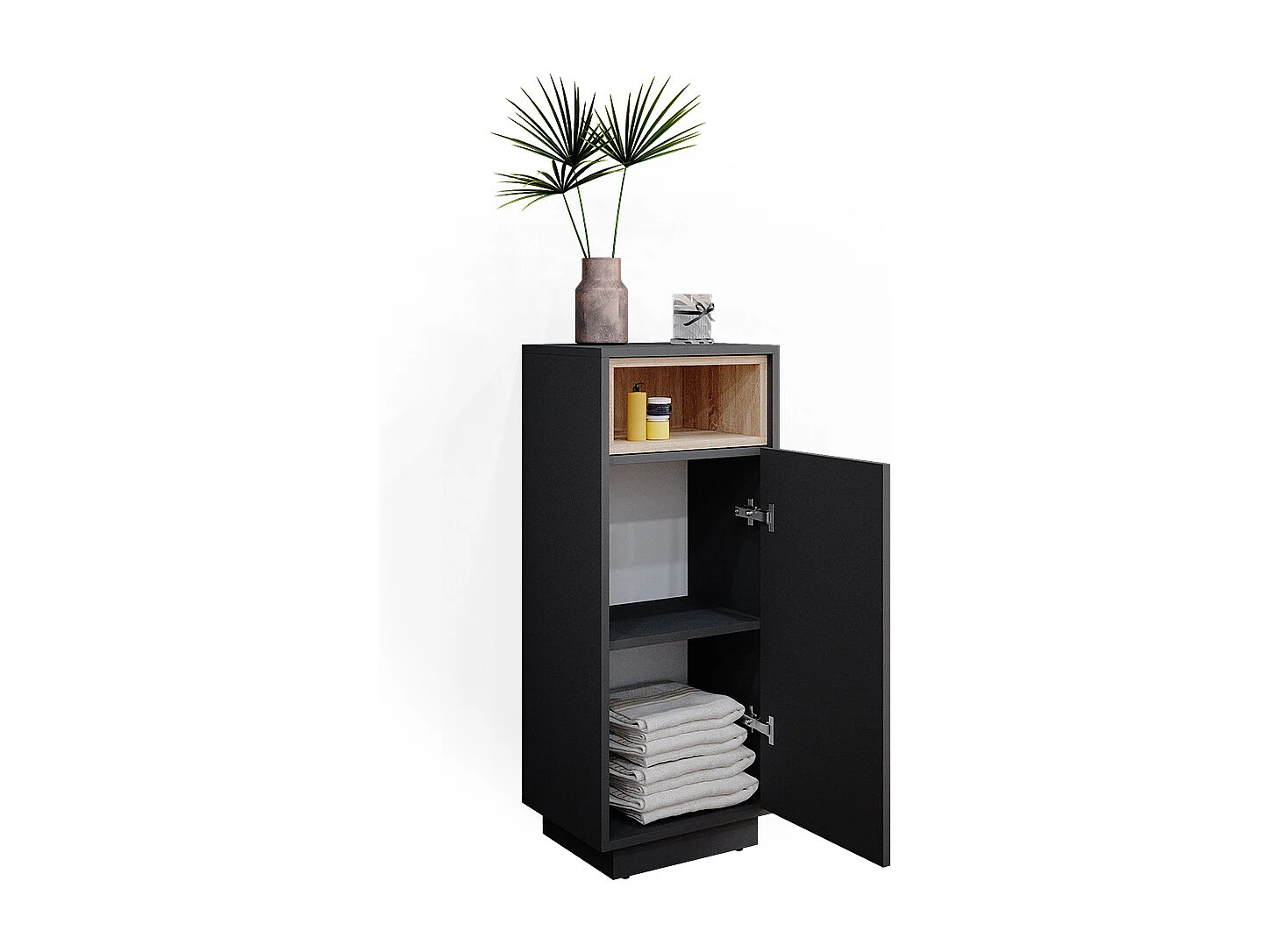 Meuble salle de bain anthracite 38x30x93 beatrice