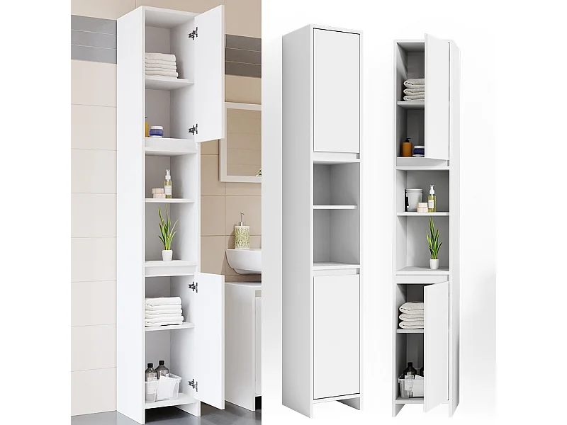 Meuble salle de bain blanc 30x30x190 emma