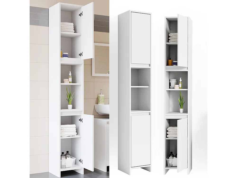 Meuble salle de bain blanc 30x30x190 emma