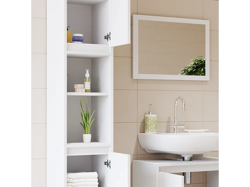 Meuble salle de bain blanc 30x30x190 emma