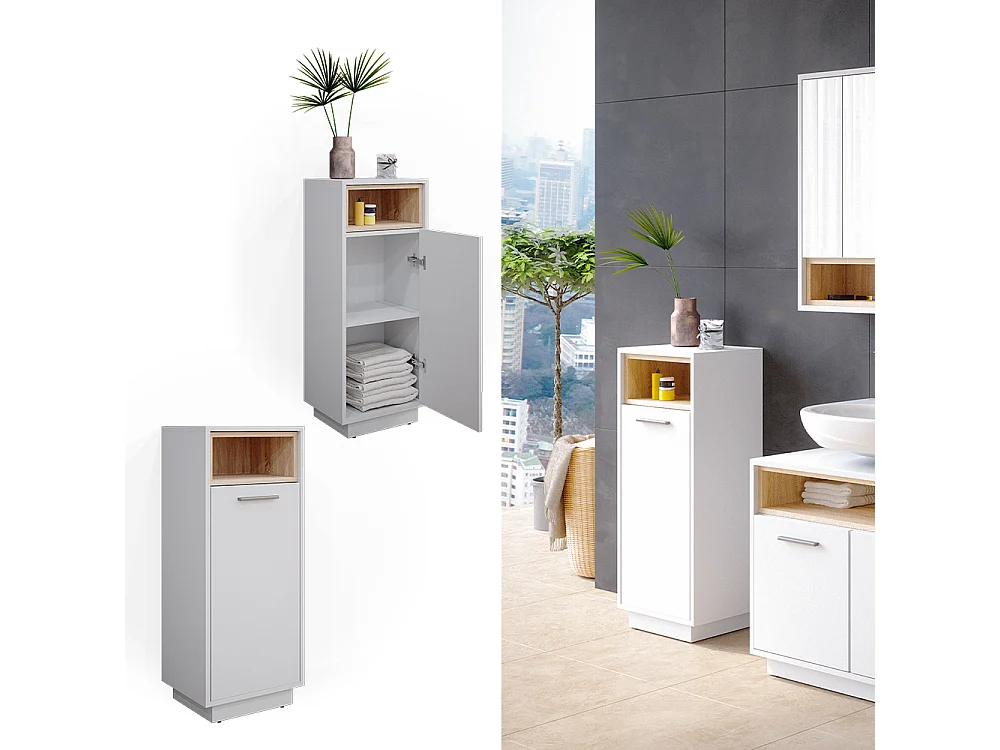 Meuble salle de bain blanc 38x30x93 beatrice