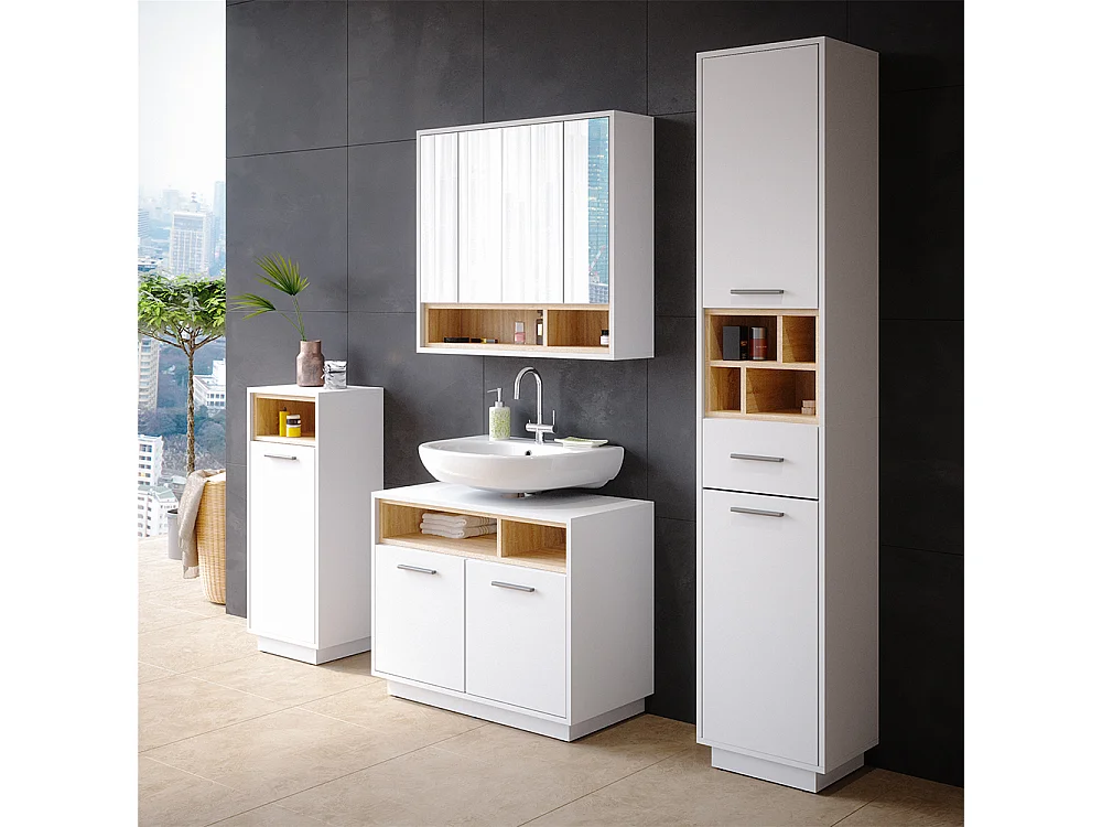 Meuble salle de bain blanc 38x30x93 beatrice