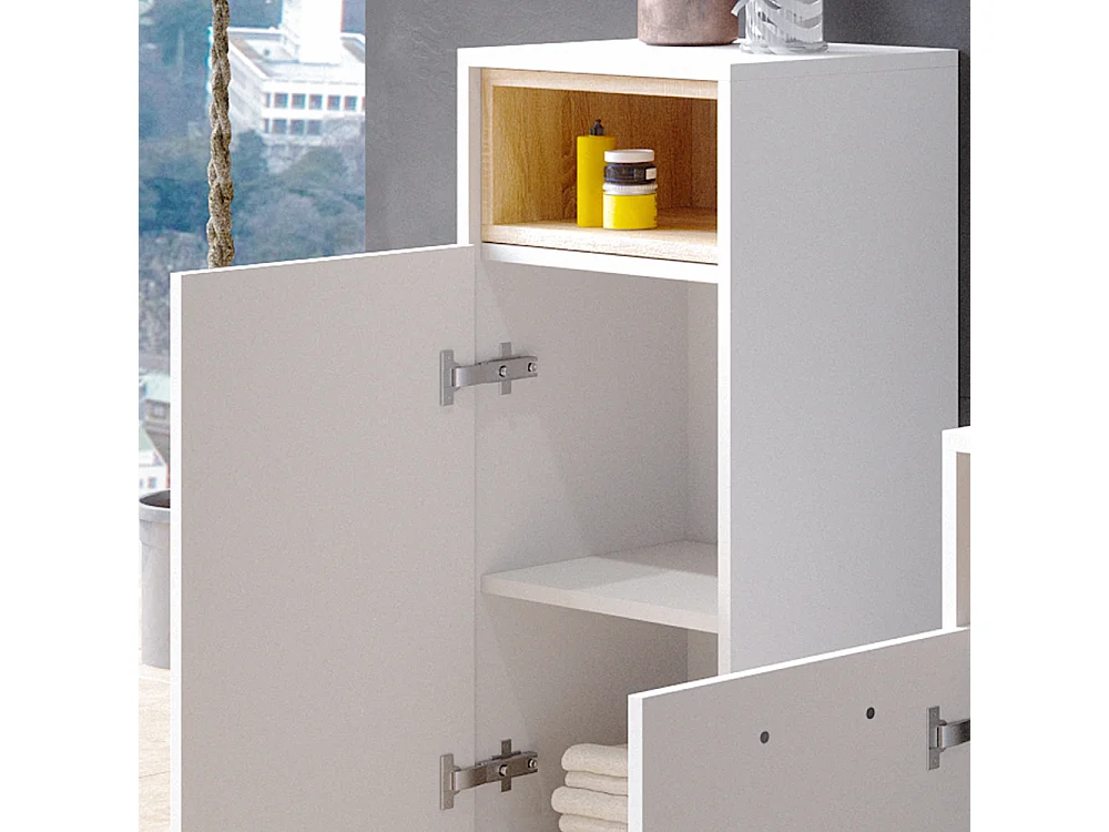 Meuble salle de bain blanc 38x30x93 beatrice