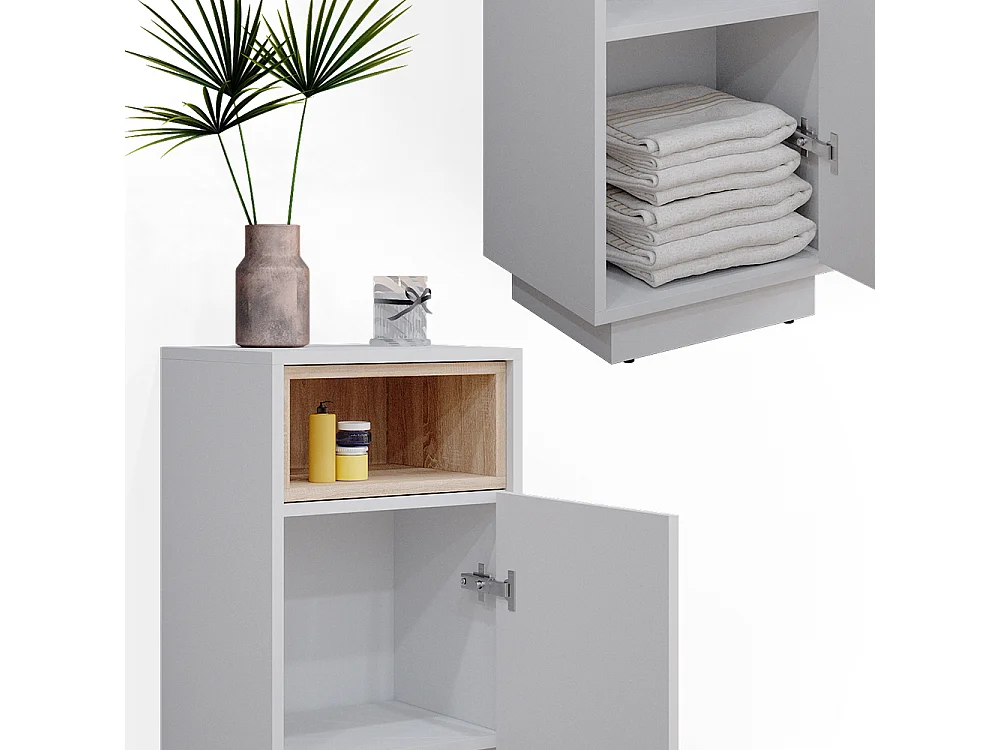 Meuble salle de bain blanc 38x30x93 beatrice