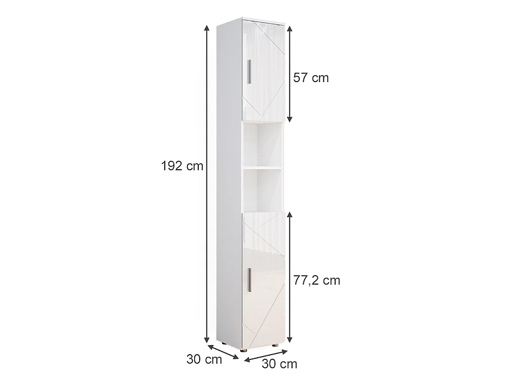 Meuble salle de bain blanc haute brillance 30x30x192 irma