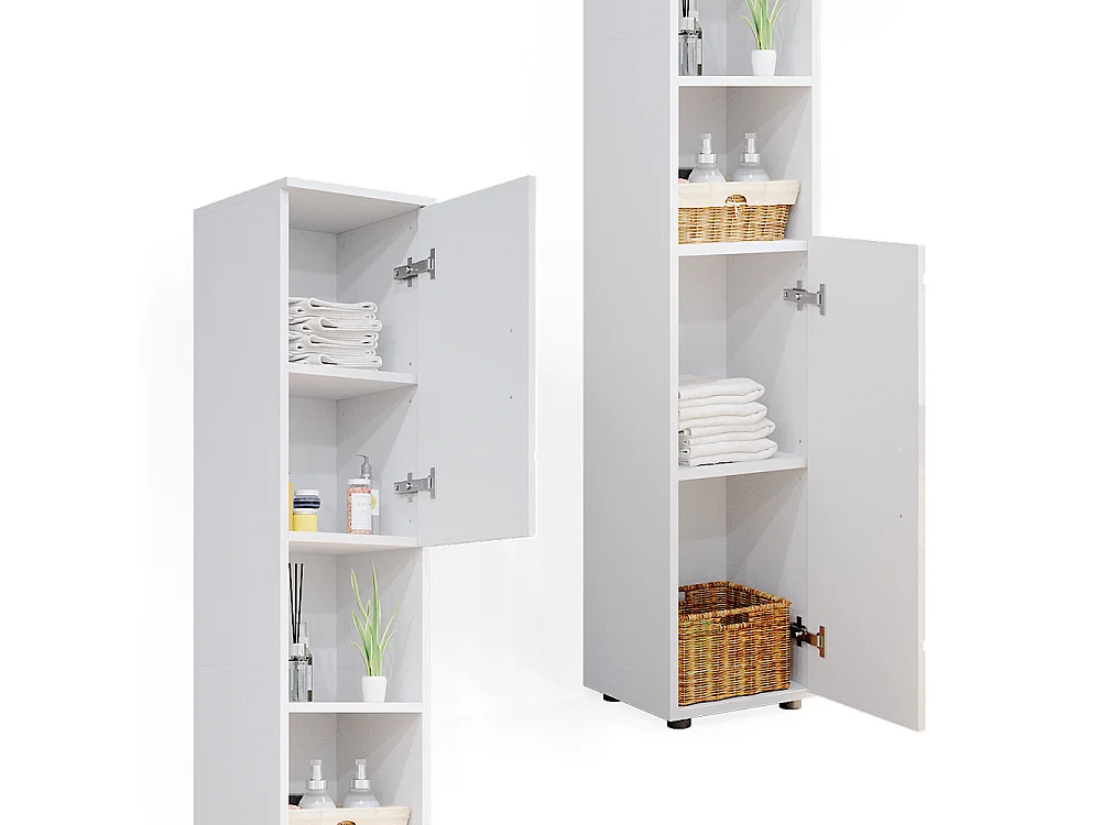 Meuble salle de bain blanc haute brillance 30x30x192 irma