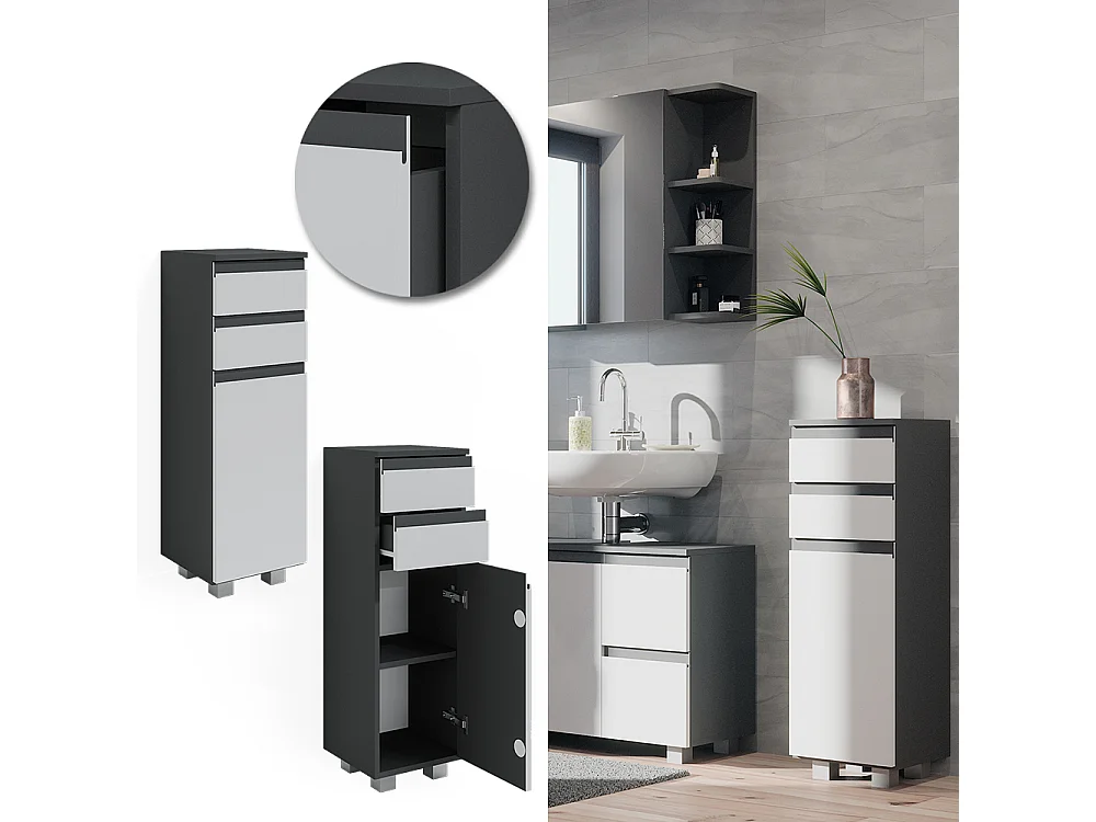 Midischrank weiß 30x30x95 j-shape