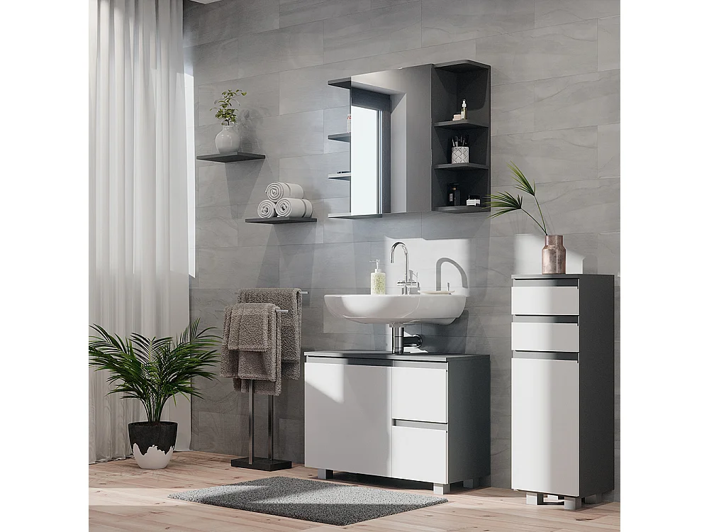 Midischrank weiß 30x30x95 j-shape