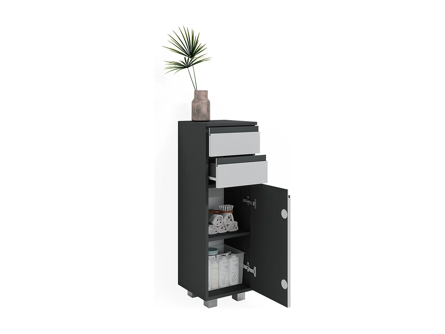 Meuble salle de bain blanc 30x30x95 j-shape