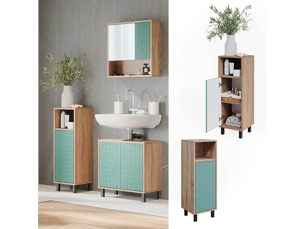 Armario de baño mediano verde menta 30x28x87.2 agasta