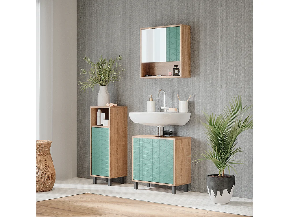 Meuble salle de bain vert menthe 30x28x87.2 agasta