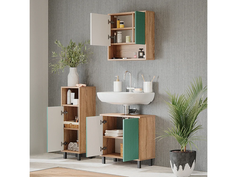 Meuble salle de bain vert menthe 30x28x87.2 agasta